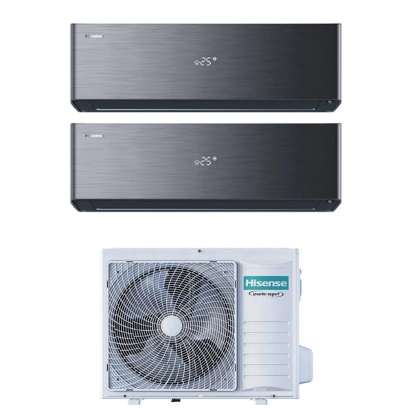 Hisense Dual Split Inverter ENERGY PRO X BLACK 9000+9000 Btu met 2AMW52U4RXC R-32 Wi-Fi Geïntegreerd