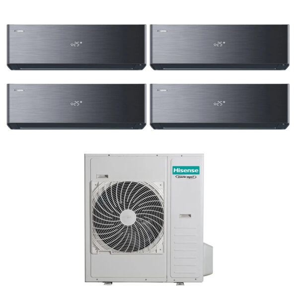 Airconditioner Hisense Quaders Split Inverter ENERGY PRO X ZWART 9+12+12+12 met 5AMW105U4RQC R-32 Geïntegreerde Wi-Fi