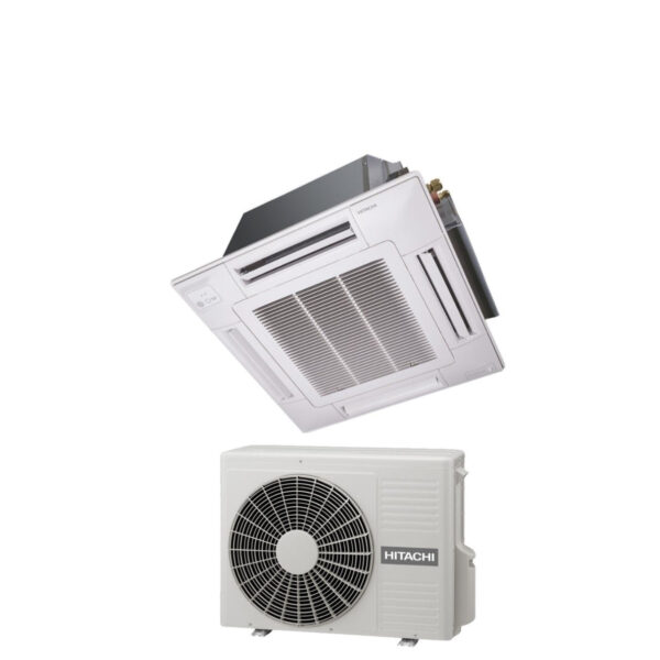 Hitachi Cassette Airconditioner 4-weg Inverter 9000 Btu RAI-25RPE R-32 Wi-Fi Optioneel met rooster inbegrepen - Nieuw