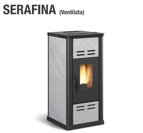 La Nordica Extraflame Pellet Stove Model SERAFINA 7.1 kW in Natural Stone Optional Remote Control