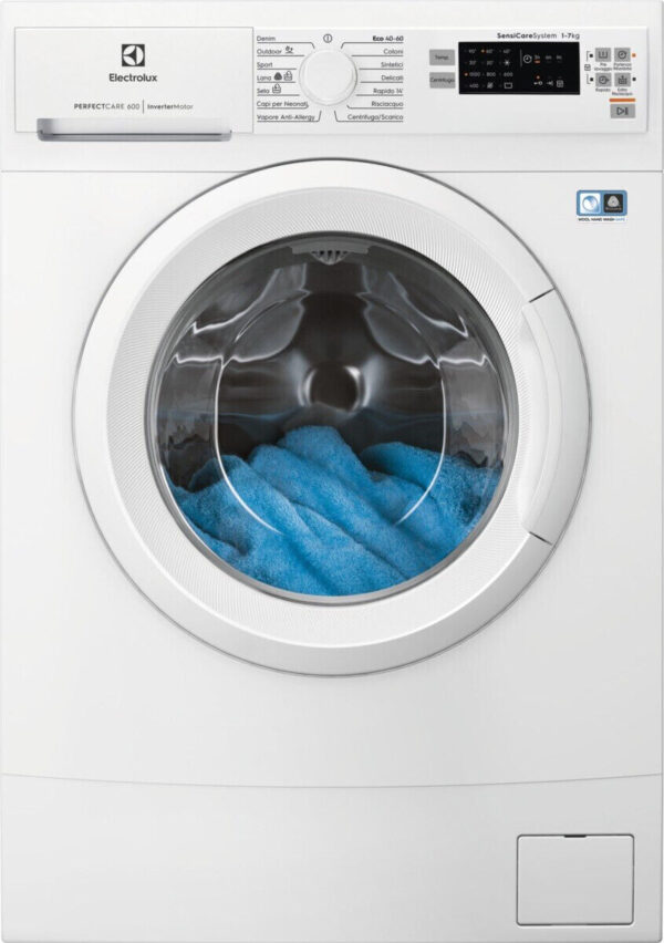 Electrolux 7 kg slanke wasmachine met voorlader 600 SensiCare-serie EW6S570I klasse D (H84,3 x B44,9 x L59,5) 1000 RPM stoom ECO-functie invertermotor