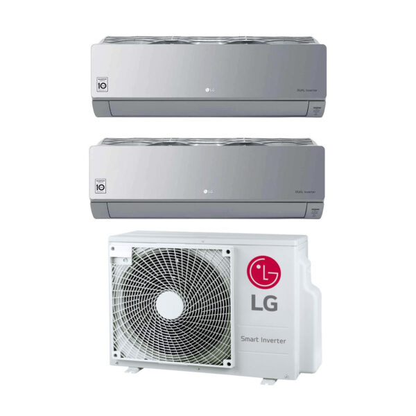 Air Conditioner LG DUAL SPLIT Inverter Series Artcool Mirror Silver 9+12 with MU2R17 UL0 R-32 9000+12000 Wi-Fi Integrated