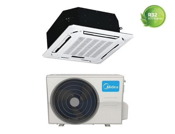 Midea Inverter Airconditioner Cassette 4-weg Superslank 90x90 30000 btu MCD1-30HRFNX A++ Wi-Fi Optioneel Grill Inbegrepen