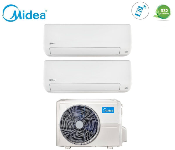 Airconditioner Midea Dual Split Inverter Serie ALL EASY PRO 9+18 met M2OD-18HFN8-Q R-32 Wi-Fi Geïntegreerd 9000+18000