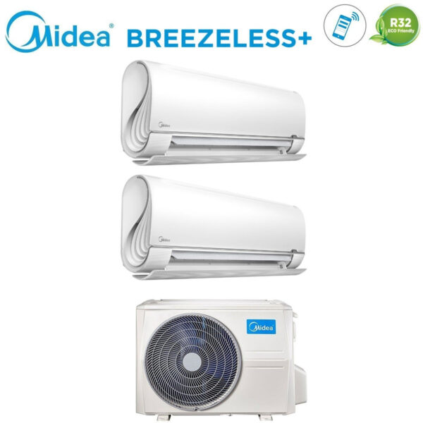 Midea Dual Split Inverter Air Conditioner BreezeleSS+ 9+12 series with M2OD-18HFN8-Q R-32 Integrated Wi-Fi 9000+12000 - New