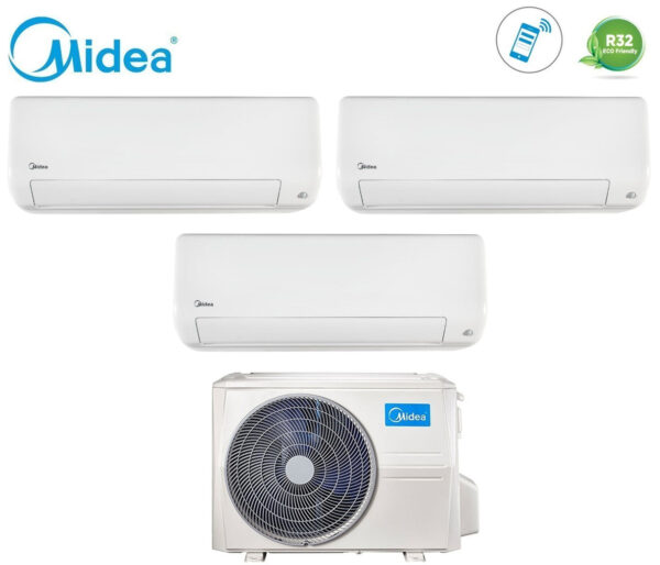 Airconditioner Midea Trial Split Inverter Serie ALL EASY PRO 9+9+12 met M3OF-21HFN8-Q R-32 Wi-Fi Geïntegreerd 9000+9000+12000