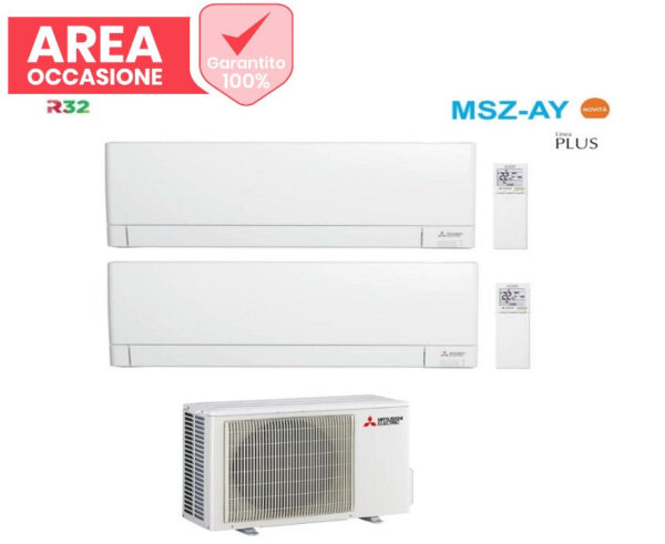 GELEGENHEDEN IN DE GEBIED Airconditioning Mitsubishi Electric Dual Split Inverter Line Plus serie MSZ-AY 9+12 met MXZ-2F53VF R-32 Wi-Fi Geïntegreerd 9000+12000