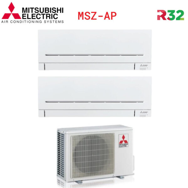 Mitsubishi Dual Split Inverter Airconditioner AP 9+12 Serie met MXZ-2F42VF R-32 Wi-Fi Optioneel Plus Model 9000+12000