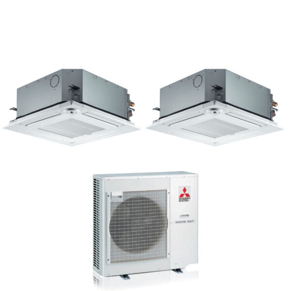 Airco Mitsubishi Electric Dual Split Cassette SLZ-M 9+18 met MXZ-4F72VF R-32 Wi-Fi Optioneel 9000+18000 met Telecom en Grid Inbegrepen