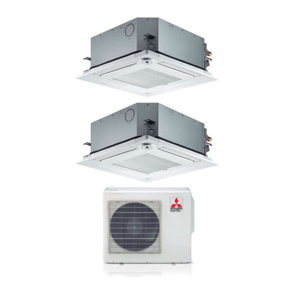 Mitsubishi Electric Dual Split Inverter Cassette Airconditioner 60x60 SLZ-M 12+12 met MXZ-2F53VF R-32 Wi-Fi Optioneel 12000+12000