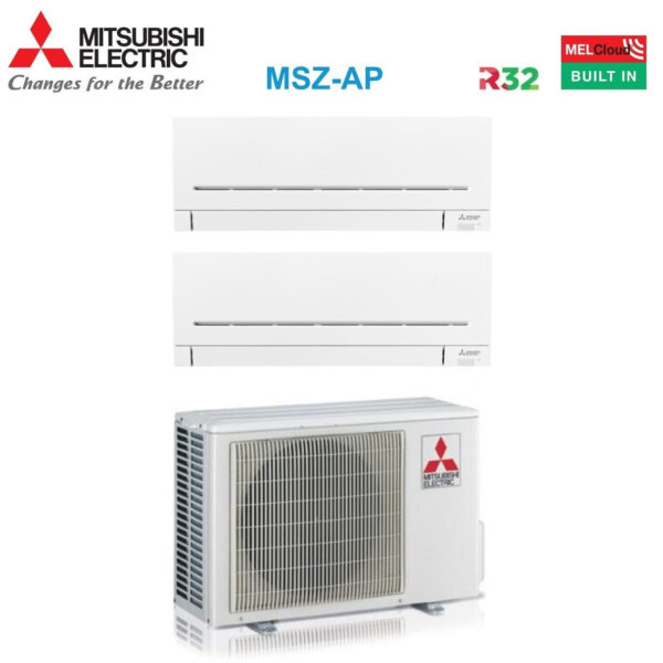 Mitsubishi Electric Dual Split Inverter Airconditioner AP 12+12 Serie met MXZ-2F53VF2 R-32 Wi-Fi Optioneel 12000+12000