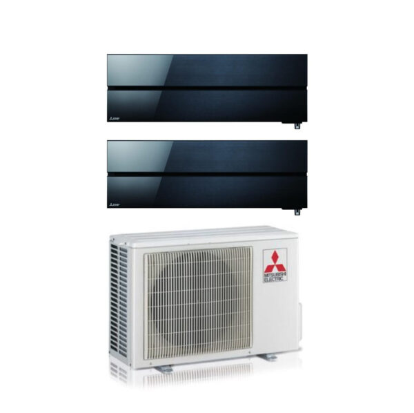 Mitsubishi Electric Dual Split Inverter Airconditioning Kirigamine Stijl MSZ-LN 12+12 serie met MXZ-2F53VF Onyx Zwart R-32 Geïntegreerde Wi-Fi Zwarte Kleur 12000+12000