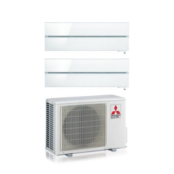 Mitsubishi Electric Dual Split Inverter Air Conditioner Kirigamine Style MSZ-LN 9+18 series with MXZ-2F53VF Pearl White R-32 Integrated Wi-Fi Pearl White Color 9000+18000