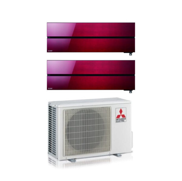 Mitsubishi Electric Dual Split Inverter Air Conditioner Kirigamine Style MSZ-LN 9+18 series with MXZ-2F53VF Ruby Red R-32 Integrated Wi-Fi Red Color 9000+18000
