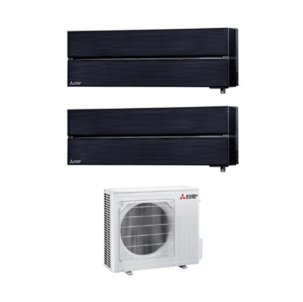 Mitsubishi Electric Dual Split Inverter Air Conditioning Kirigamine Style MSZ-LN 9+9 series with MXZ-2F53VF Onyx Black R-32 Integrated Wi-Fi Black Color 9000+9000
