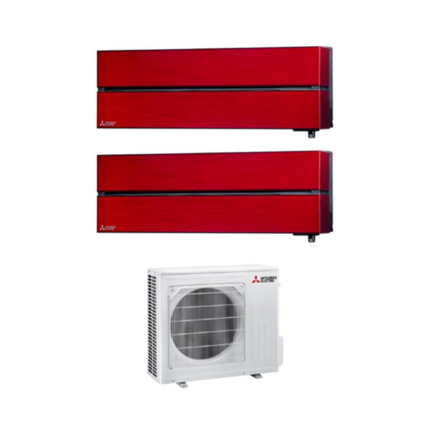 Airconditioner Mitsubishi Electric Dual Split Inverter Serie Kirigamine Stijl MSZ-LN 9+9 met MXZ-2F53VF Robijnrood R-32 Wi-Fi Geïntegreerd Kleur Rood 9000+9000