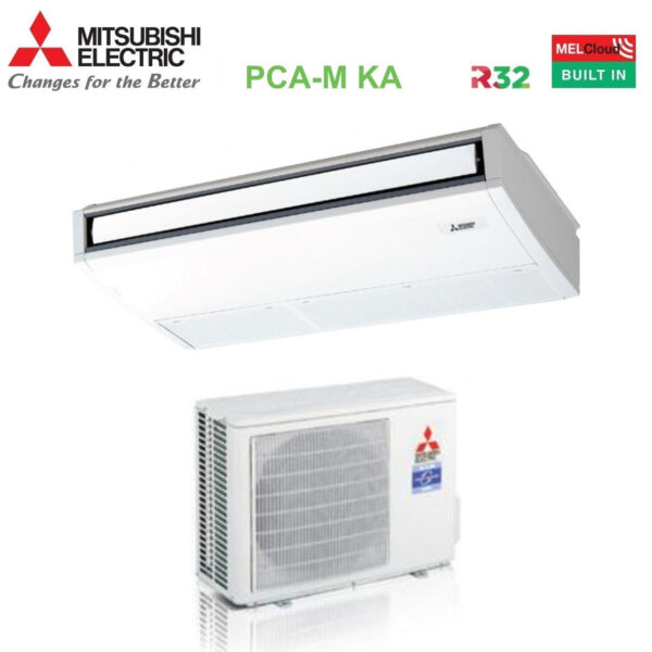 Mitsubishi Elektrische Airconditioner Plafond Wandunit Power Inverter P-serie 21000 Btu PCA-M60KA R-32 Wi-Fi Optionele Afstandsbediening Prisma Zwart PAR-CT01MAA-PB