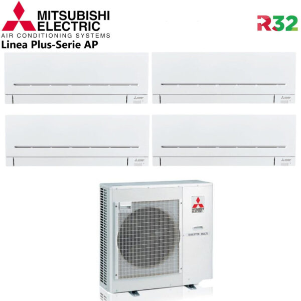 Air conditioner Mitsubishi Electric Quaders Split Inverter Series AP 9+9+9+12 with MXZ-4F72VF R-32 Wi-Fi Optional 9000+9000+12000
