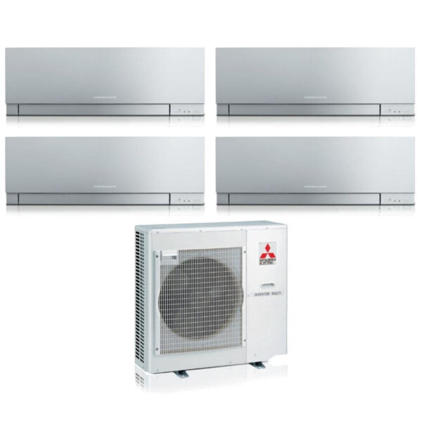 Airconditioner Mitsubishi Electric Quaders Split Inverter Serie KIRIGAMINE ZEN SILVER MSZ-EF 9+9+12+15 met MXZ-4F80VF R-32 Wi-Fi Geïntegreerd Kleur Zilver 9000+9000+12000+15000