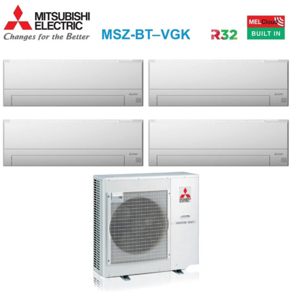 Mitsubishi Electric Air Conditioner Split Inverter Panels MSZ-BT series 7+7+9+12 with MXZ-4F72VF R-32 Wi-Fi 7000+7000+9000+12000