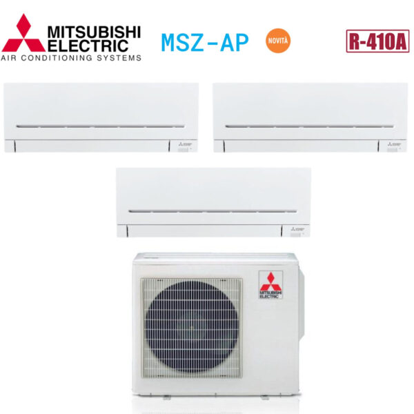 Airco MITSUBISHI ELEKTRISCHE PROEF SPLIT 9+9+18 OMVORMER MSZ-AP 9000+9000+18000 BTU MXZ-3E68VA