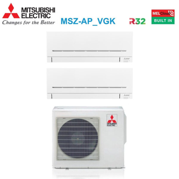 Mitsubishi Electric Trial Split Inverter Airconditioner AP-VGK Serie 9+18 met MXZ-3F68VF2 R-32 Geïntegreerde Wi-Fi 9000+18000