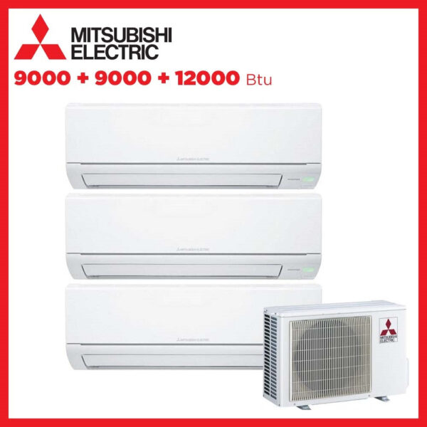 MITSUBISHI ELEKTRISCHE PROEF SPLIT INVERTER AIRCONDITIONER DM 9+9+12 serie met MXZ-3DM50VA 9000+9000+12000