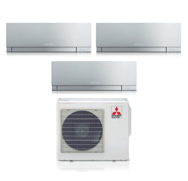 Mitsubishi Electric Trial Split Inverter Airconditioner KIRIGAMINE ZEN SILVER serie MSZ-EF 7+7+18 met MXZ-3F54VF R-32 Geïntegreerde Wi-Fi Zilverkleur 7000+7000+18000