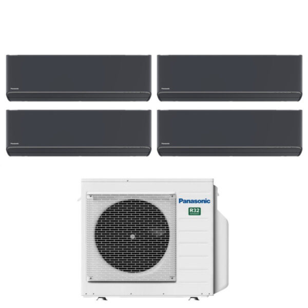 Panasonic Quadri Split Inverter Air Conditioner Etherea Dark Series 7+7+7+9 with CU-4Z68TBE R-32 Integrated Wi-Fi Color Graphite Grey 7000+7000+9000