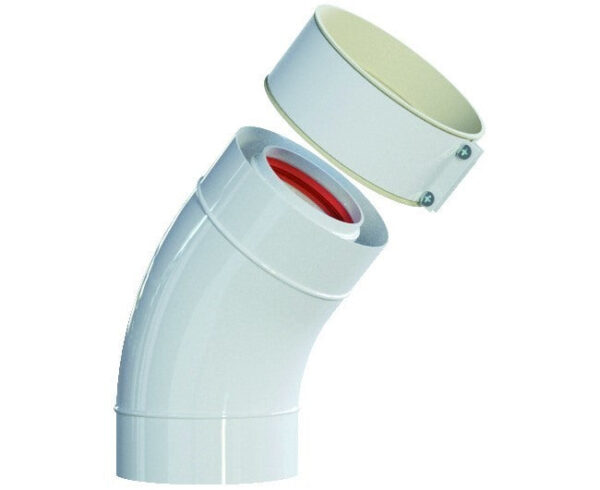Hydros 45 coaxiale curve met huls + witte klem model 60/100 code Ccp45mfb
