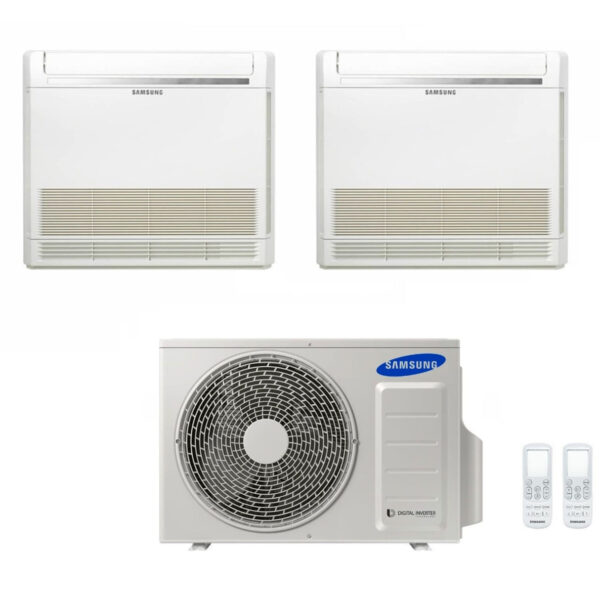 Samsung Dual Split Inverter Air Conditioner Console 9+9 with AJ040TXJ2KG/EU R-32 9000+9000 with Remote Control Included - New