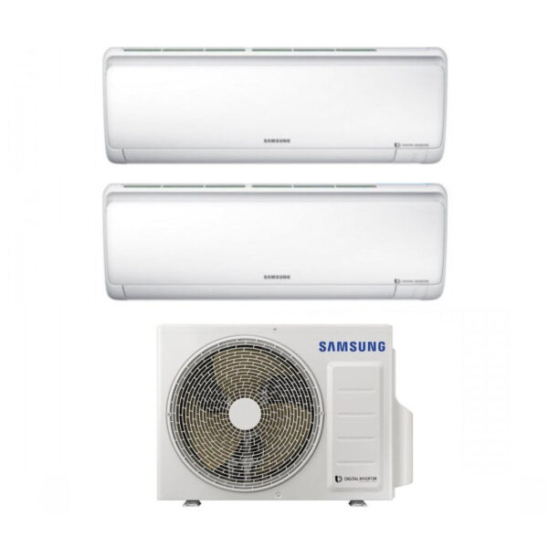 Airconditioner Samsung Dual Split Inverter Serie MALDIVES QUANTUM 9+12 met AJ040MCJ R-410 9000+12000