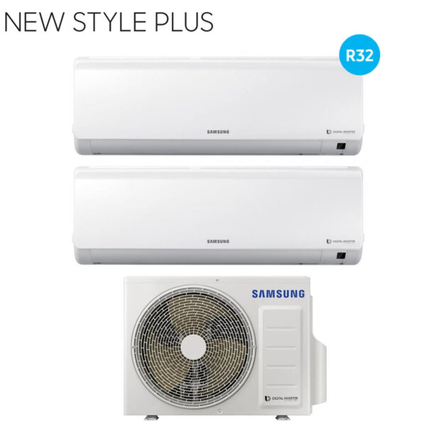 Samsung Dual Split Inverter Air Conditioner NEW STYLE PLUS 9+9 series with AJ050NCJ R-32 9000+9000