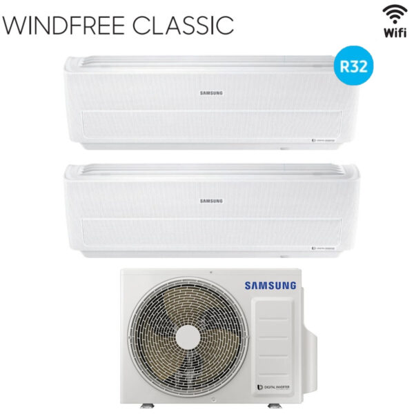 Samsung Dual Split Inverter Airconditioner WINDFREE CLASSIC 9+9 serie met AJ040NCJ R-32 Geïntegreerde Wi-Fi 9000+9000