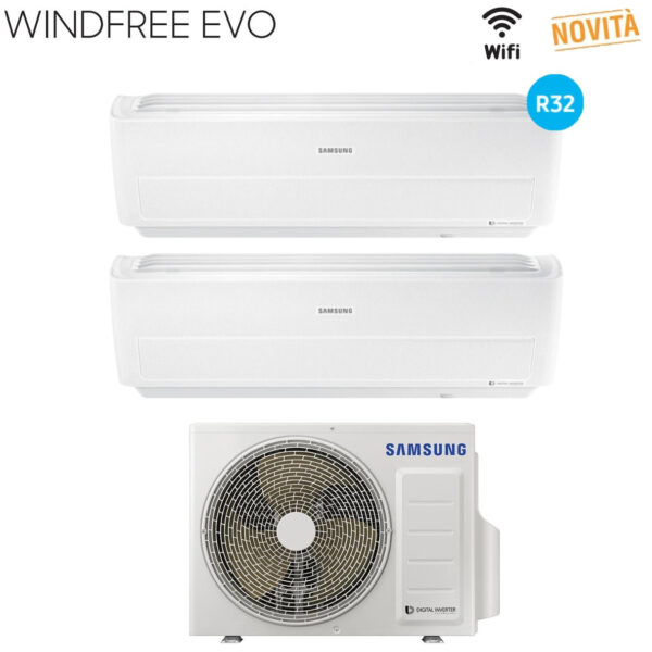 Samsung Dual Split Inverter Airconditioner WINDFREE EVO 7+7 serie met AJ040NCJ2EG R-32 Geïntegreerde Wi-Fi 7000+7000