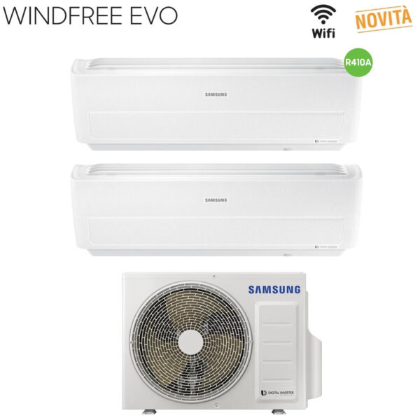 Airconditioner Samsung Dual Split Inverter Serie WINDFREE EVO 9+12 met AJ050MCJ2EH R-410 Wi-Fi Geïntegreerd 9000+12000 - Nieuws 2019