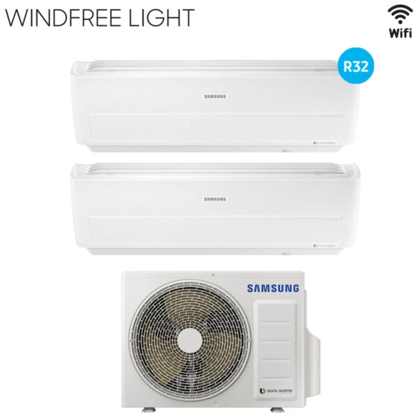 Samsung Dual Split Inverter Airconditioner WINDFREE LIGHT 7+12 serie met AJ040NCJ R-32 Geïntegreerde Wi-Fi 7000+12000