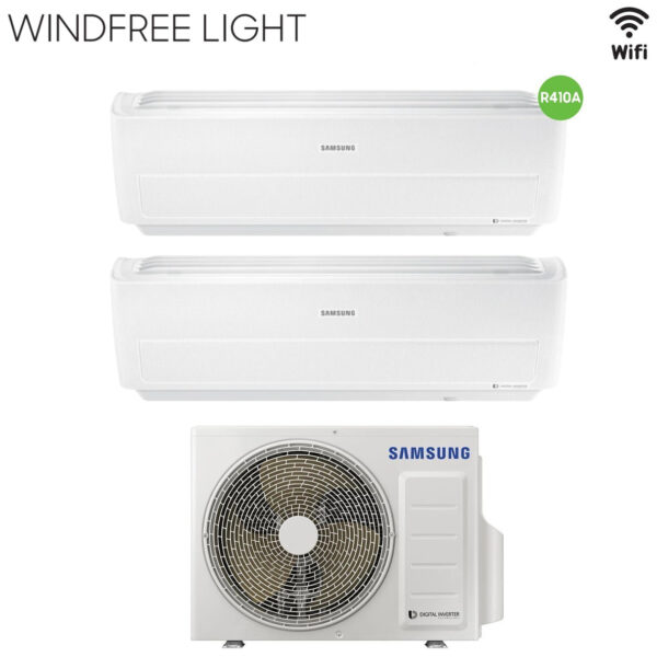 Samsung Dual Split Inverter Airconditioner WINDFREE LIGHT 9+9 serie met AJ040MCJ R-410 Geïntegreerde Wi-Fi 9000+9000
