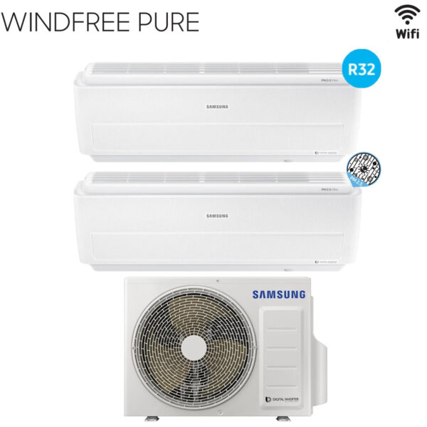 Samsung Dual Split Inverter Airconditioner WINDFREE PURE 9+9 serie met AJ040NCJ R-32 Geïntegreerde Wi-Fi 9000+9000