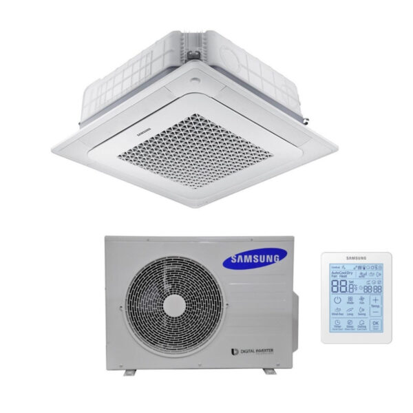 Samsung Inverter Airconditioning Cassette 4-weg WindFree 36000 btu AC100NN4DKH Driefasen met draadloze afstandsbediening en paneel inbegrepen