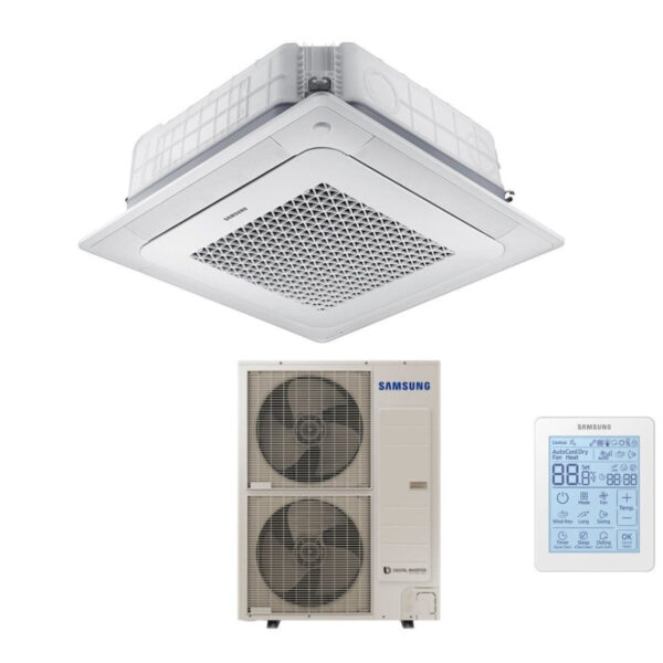 Samsung Inverter Airconditioning Cassette 4-weg WindFree 48000 btu AC140NN4DKH Driefasen met draadloze afstandsbediening en paneel inbegrepen