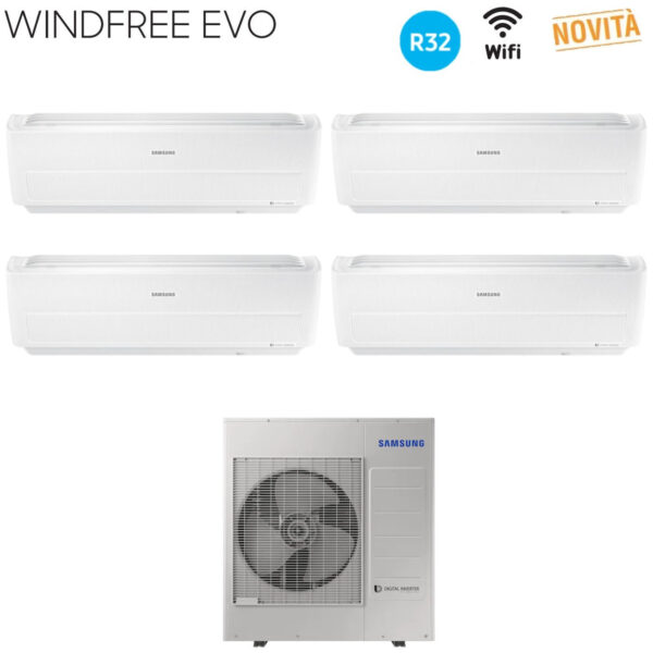 Samsung Quadri Split Inverter Airconditioner WINDFREE EVO serie 7+7+9+9 met AJ080RCJ R-32 Geïntegreerde Wi-Fi 7000+7000+9000 - Nieuw 2019