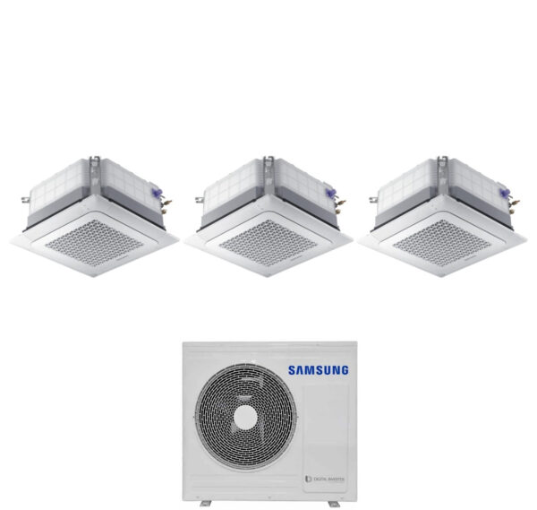Samsung Trial Split Inverter Airconditioner Cassette 4-weg Mini Windfree 18+18+18 met AJ100TXJ5KG/EU R-32 18000+18000+18000 Wi-Fi Optioneel met rooster inbegrepen