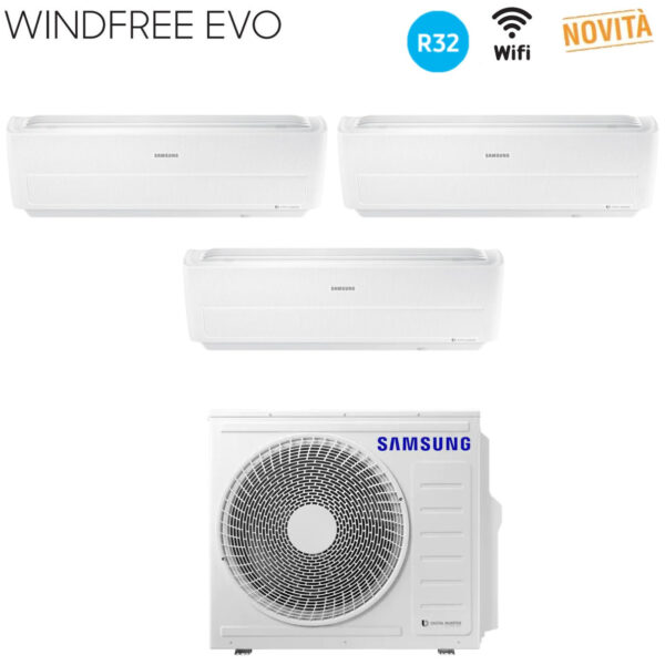 Airconditioner Samsung Trial Split Inverter Serie WINDFREE EVO 7+9+9 met AJ052RCJ R-32 Wi-Fi Geïntegreerd 7000+9000+9000 - Nieuws 2019