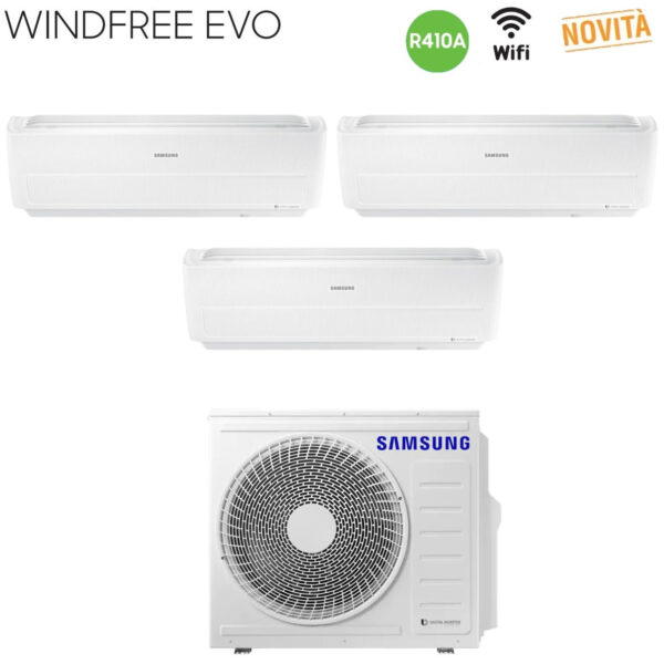 Samsung Trial Split Inverter Airconditioner WINDFREE EVO 7+9+9 serie met AJ068MCJ3EH R-410 Geïntegreerde Wi-Fi 7000+9000+9000 - Nieuw 2019