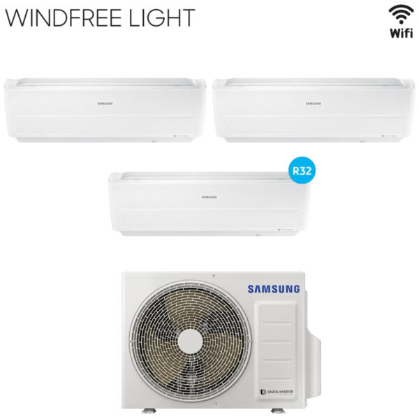 Samsung Trial Split Inverter Airconditioner WINDFREE LIGHT 9+9+9 serie met AJ052RCJ R-32 Geïntegreerde Wi-Fi 9000+9000