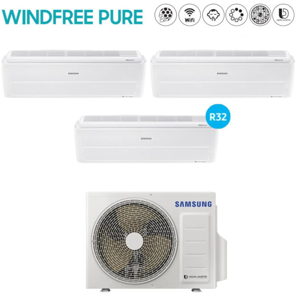 Samsung Trial Split Inverter Airconditioner WINDFREE PURE 9+9+9 serie met AJ068RCJ R-32 Geïntegreerde Wi-Fi 9000+9000