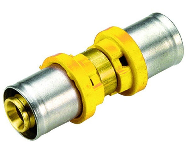 Tiemme conventionele rechte fitting voor geperste meerlagenbuizen, type voor tussengebruik voor gasdiameters 32x26 mm