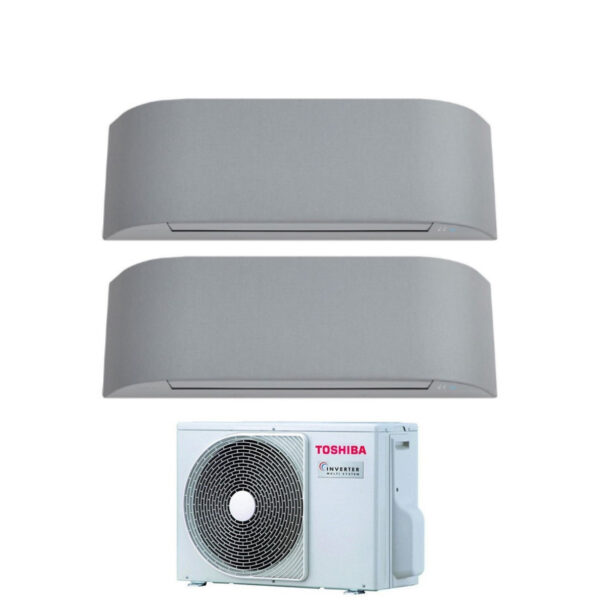 Toshiba Dual Split Inverter Airconditioner HAORI 10+13 (9+12) serie met RAS-2M18U2AVG-E R-32 Geïntegreerde Wi-Fi 10000+13000 (9000+12000) Lichtgrijze kleur