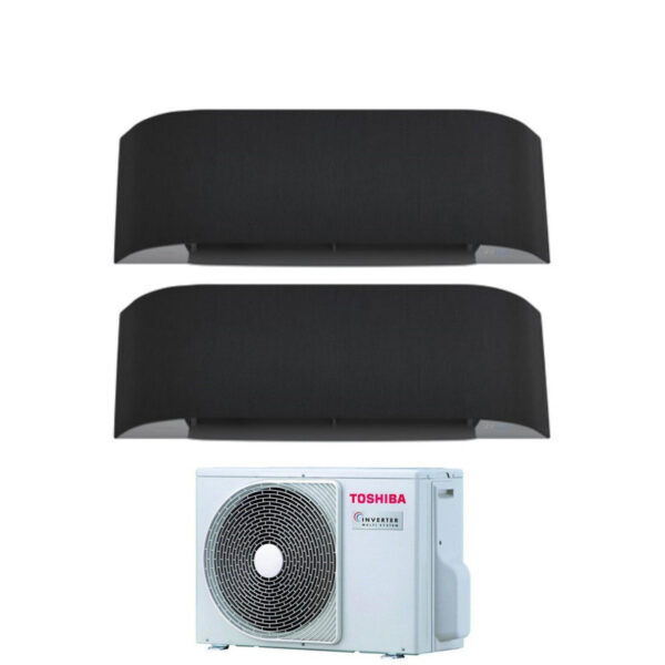 Toshiba Dual Split Inverter Airconditioner HAORI serie 10+13 (9+12) met RAS-2M18U2AVG-E R-32 Geïntegreerde Wi-Fi 10000+13000 (9000+12000) Donkergrijze kleur